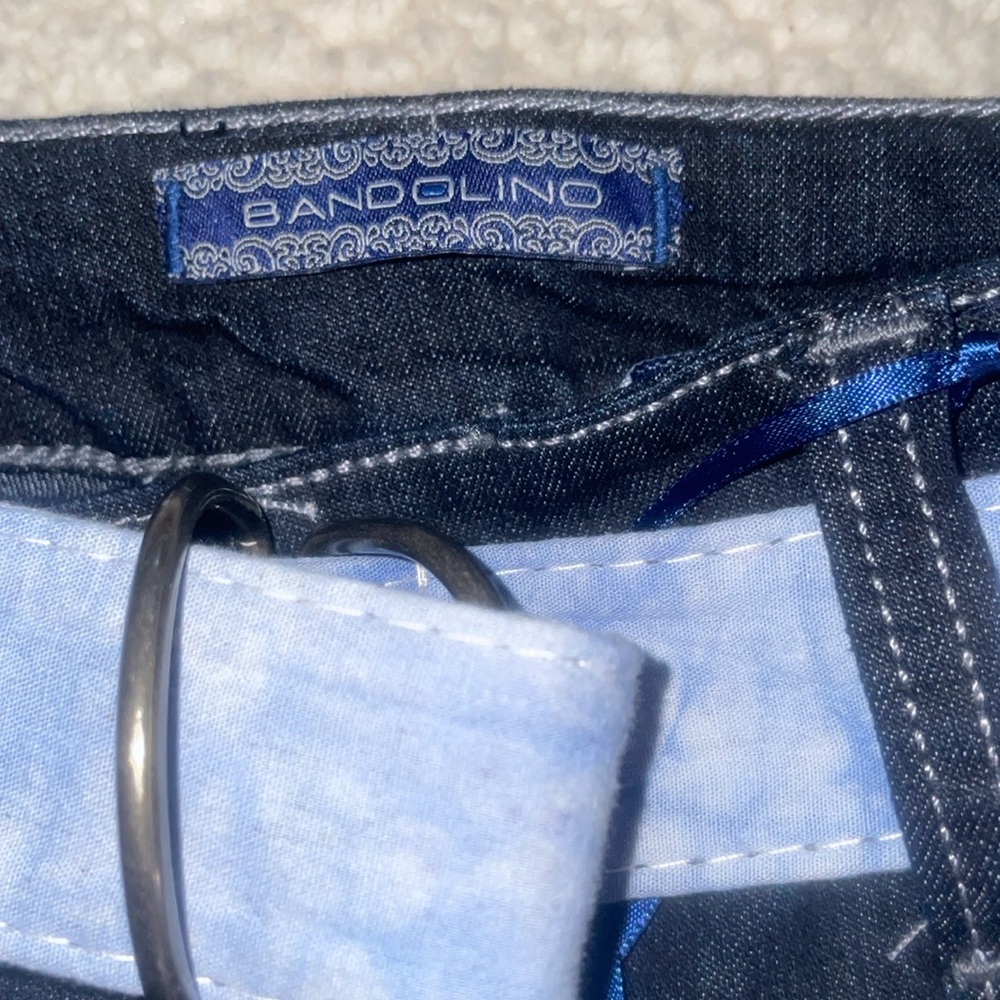 Bandolino Dark Blue Stretch Jeans with Light Blue Studded Belt - Picture 5 of 7